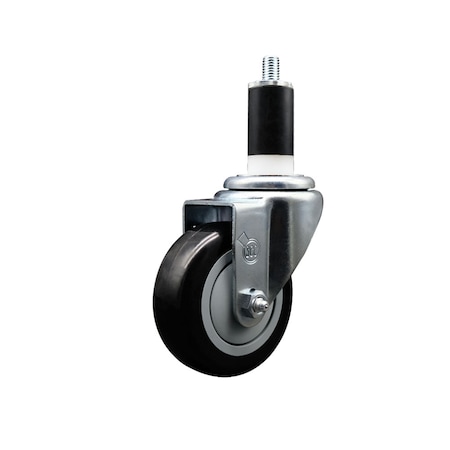 Service Caster 3.5'' SS Black Poly Wheel Swivel 1-3/8'' Expanding Stem Caster SCC-SSEX20S3514-PPUB-BLK-138